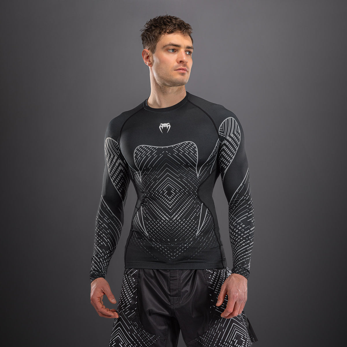 Rashguard à Manches Longues Venum Midnight Fury – Noir/Gris/Argent - product-type_T-Shirts de Compression
