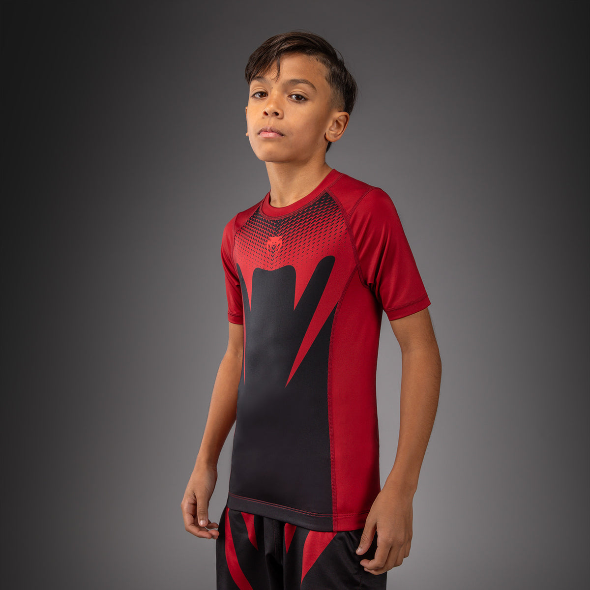 Rashguard à Manches Courtes Pour Enfant Venum Attack - Noir/Rouge - product-type_T-Shirts de Compression