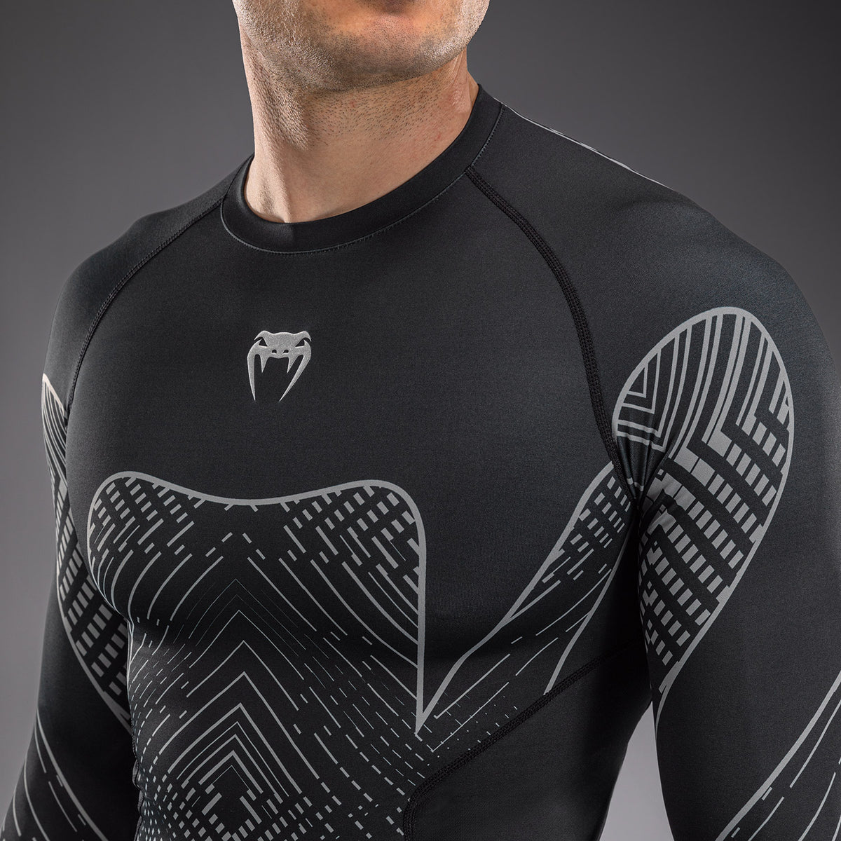 Rashguard à Manches Longues Venum Midnight Fury – Noir/Gris/Argent - product-type_T-Shirts de Compression