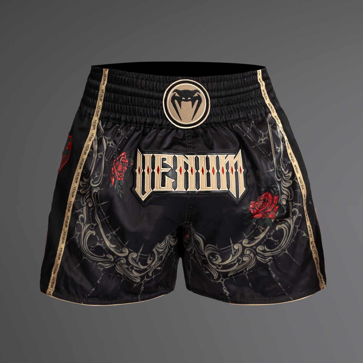 Short de Muay Thai pour Hommes Venum Santa Muerte 5.0 - Noir Profond/Or - product-type_Shorts de Muay Thai
