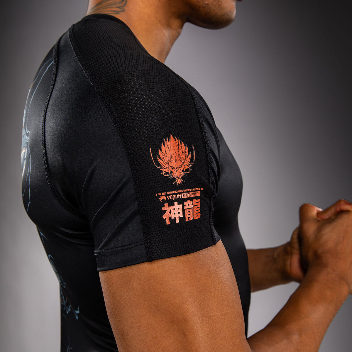 Rashguard à Manches Courtes Venum Thunder Dragon – Noir/Gris/Cuivre - product-type_T-Shirts de Compression