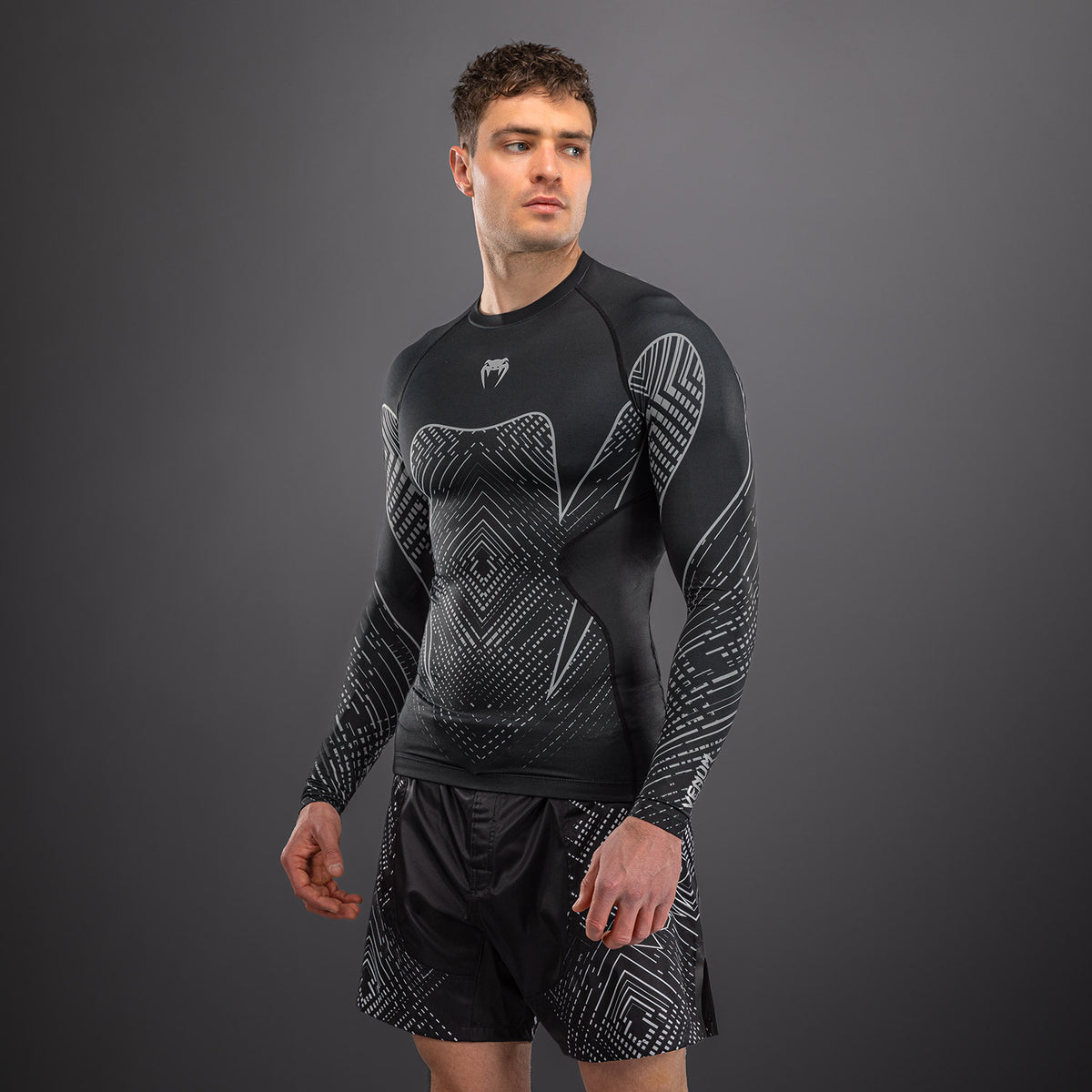Rashguard à Manches Longues Venum Midnight Fury – Noir/Gris/Argent - product-type_T-Shirts de Compression