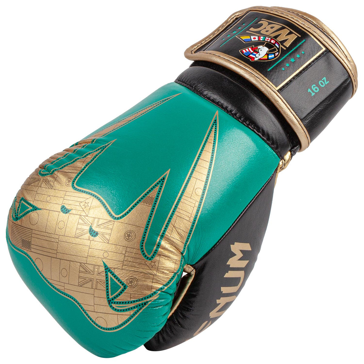 Gants de boxe Pro Venum Giant 2.0 - Edition limitée WBC - Velcro - Vert Métallique/Doré - Gants de boxe Pro
