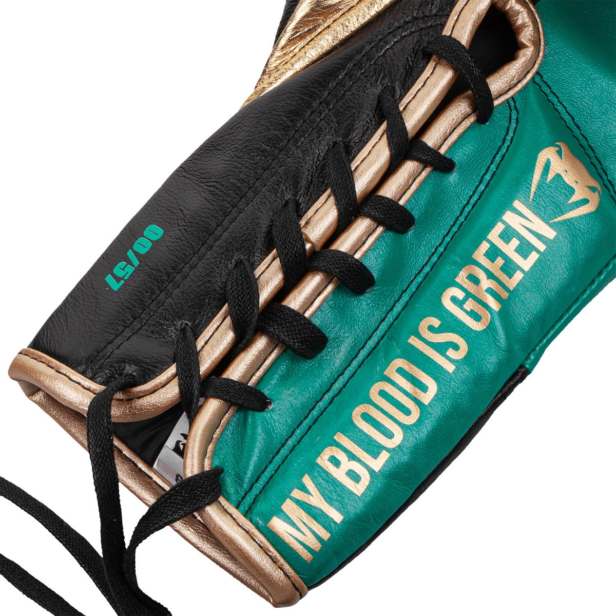 Gants de boxe Pro Venum Hammer - Edition limitée WBC - Avec Lacets - Vert Métallique/Doré - Gants de boxe Pro