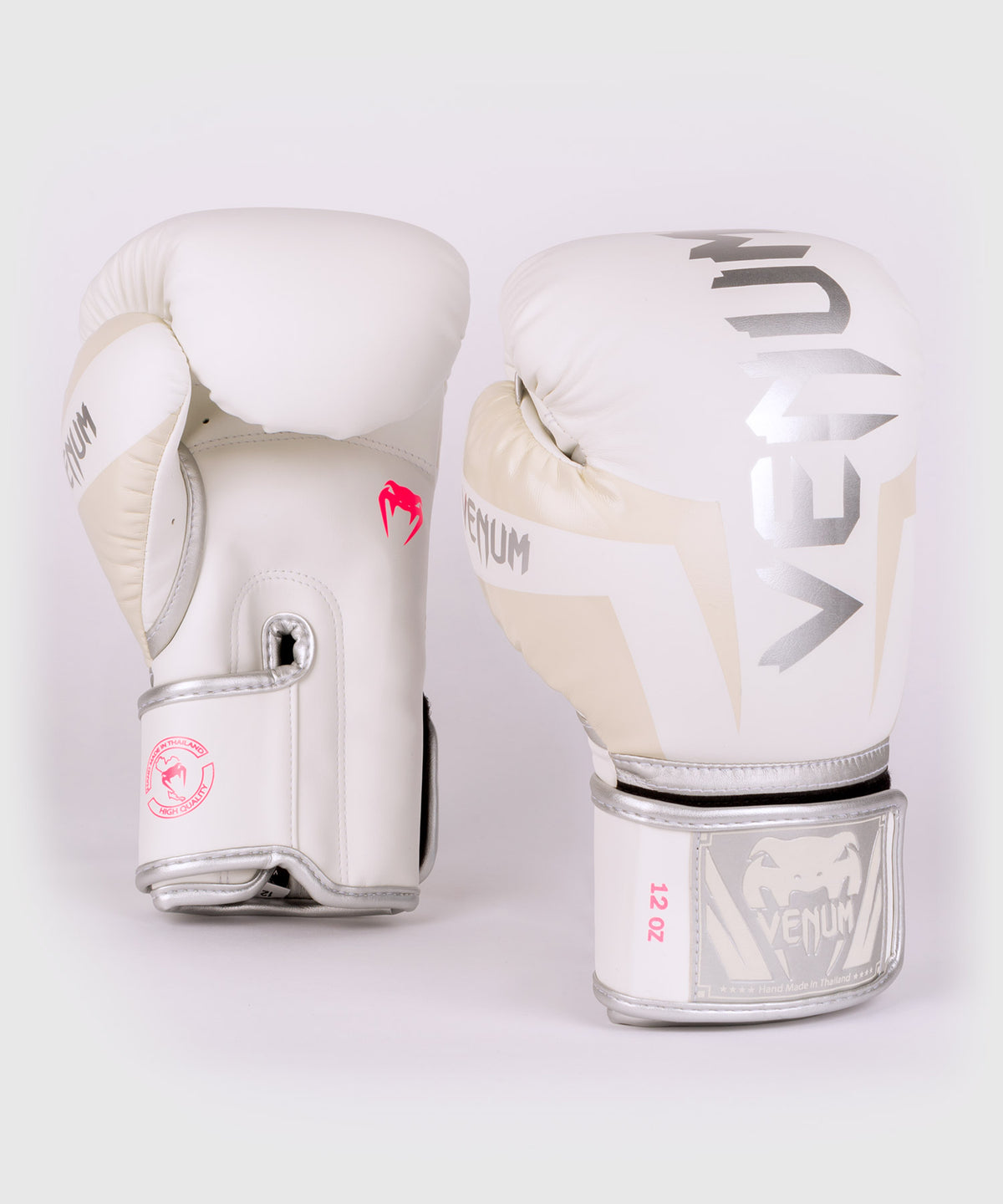 Gants de boxe Venum Elite - Blanc/Argent-Rose - Gants de boxe